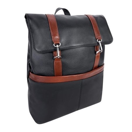 MCKLEINUSA McKlein USA 18472 17 in. U Series Element Leather Two-Tone Flap-Over Laptop & Tablet Backpack; Black 18472
